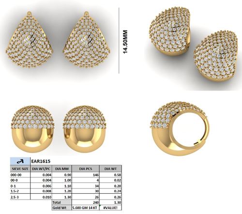Earrings jewellery CAD design 6 — CAD Verse