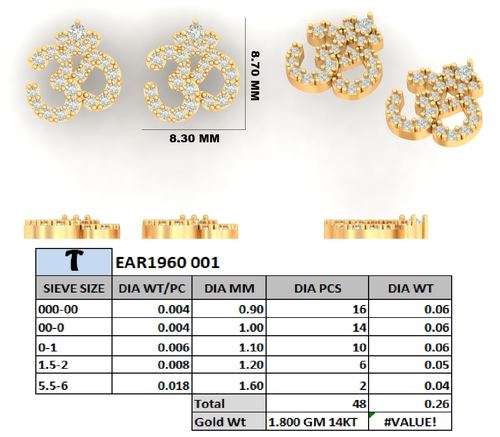 Earrings jewellery CAD design 30 — CAD Verse