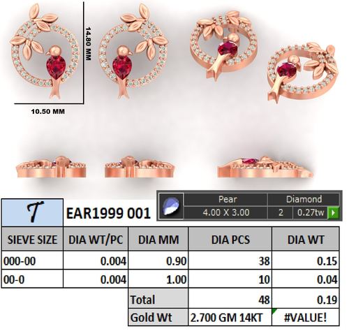 Earrings jewellery CAD design 35 — CAD Verse